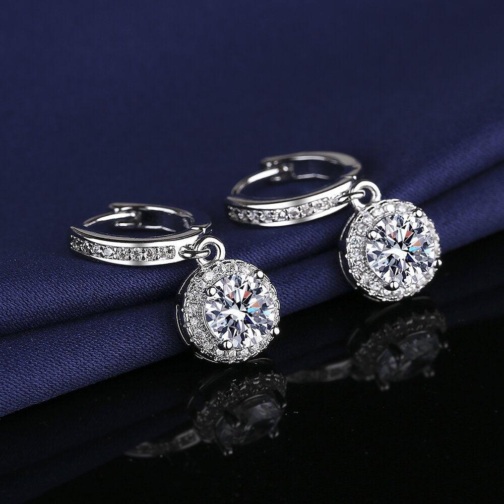 Tassel Princess Round Bag Silver Earrings
