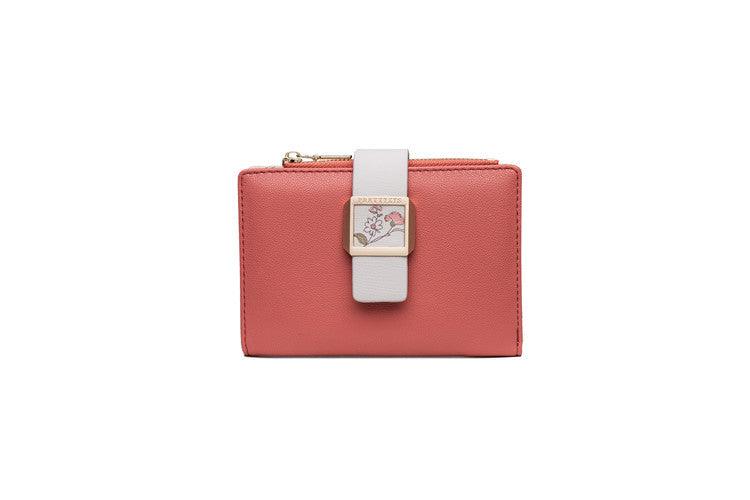Three Fold Zipper Hasp Short Wallet
