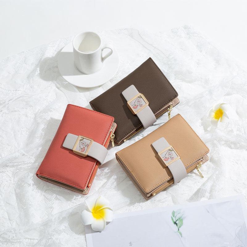 Three Fold Zipper Hasp Short Wallet