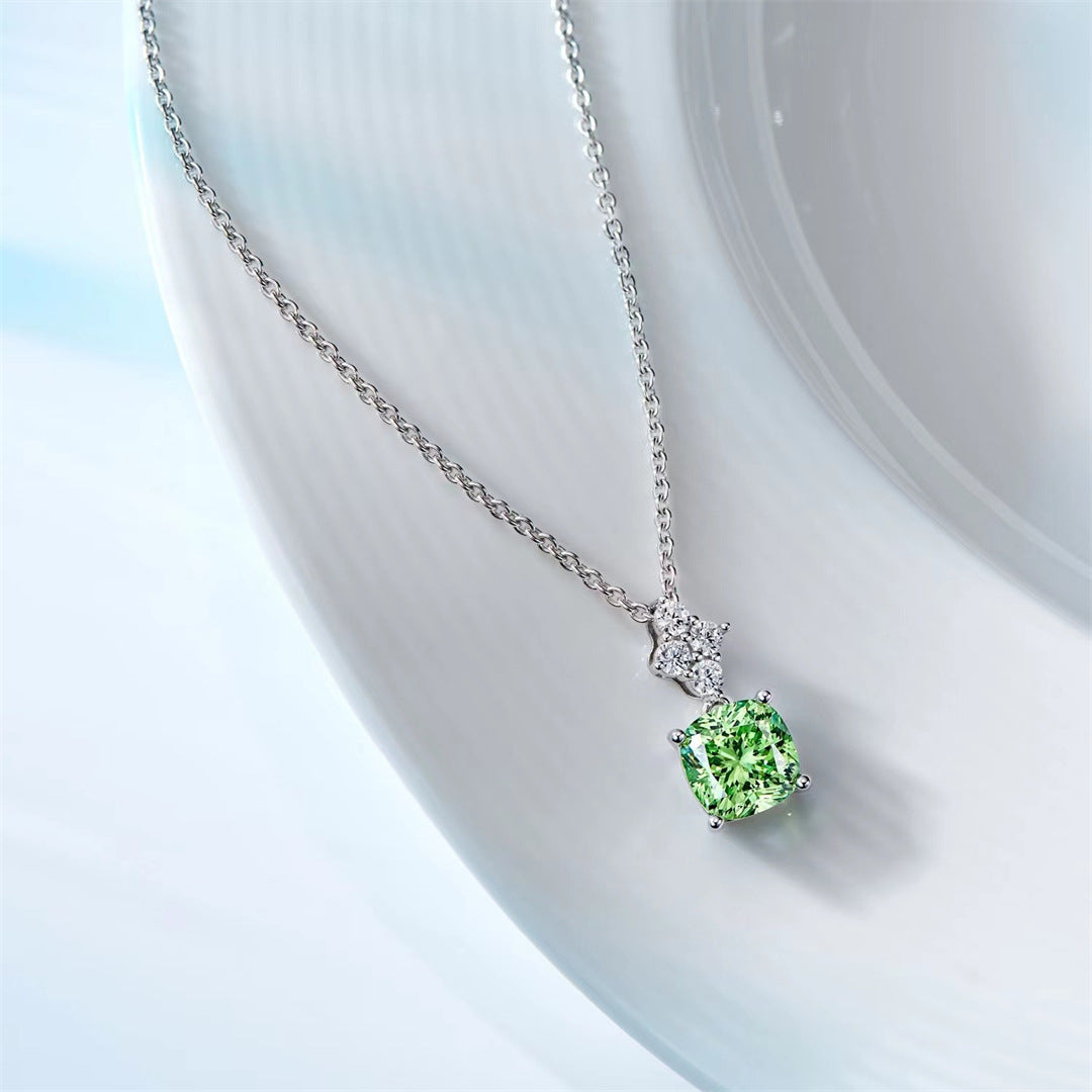Mint Green Pendant Necklace S925 Silver