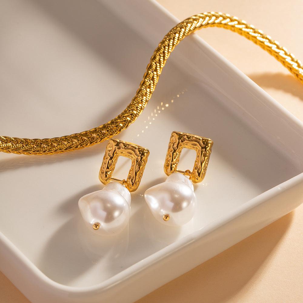 Pearl Stainless Steel Earrings
