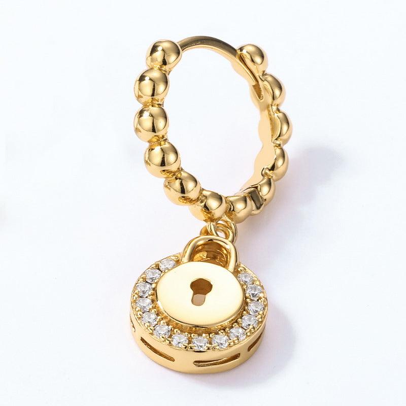 Vintage Earrings Heart Lock 10K Gold Plated