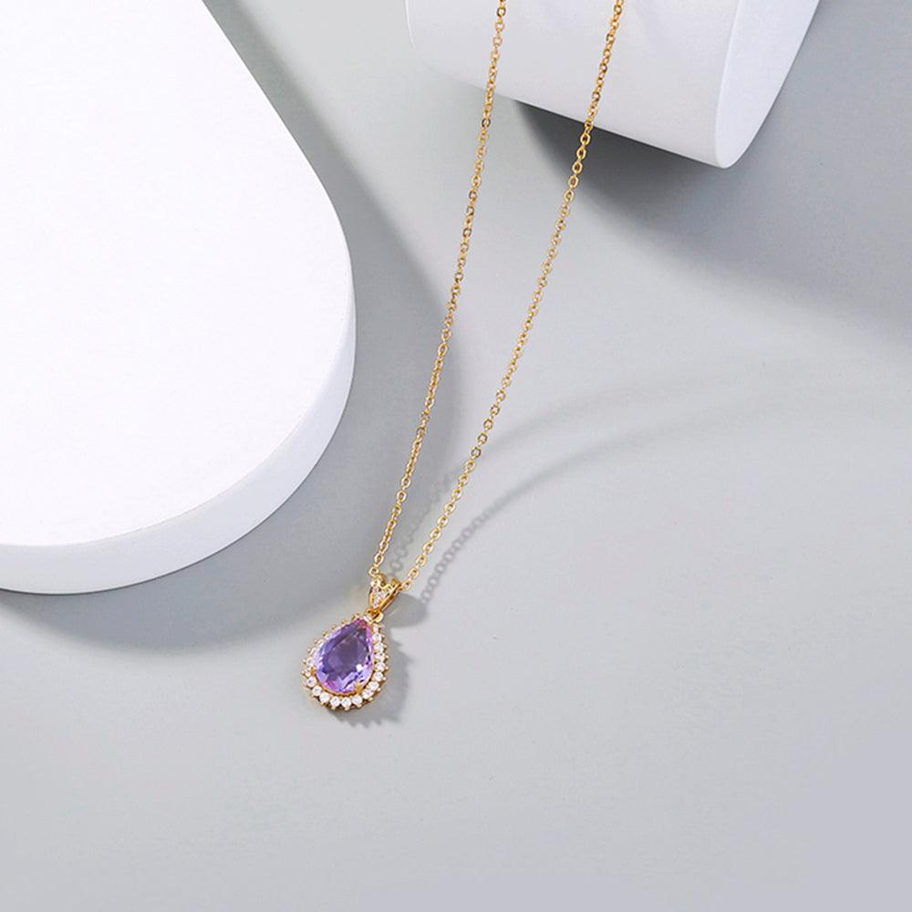 Collier pendentif goutte d'eau cristal zircon