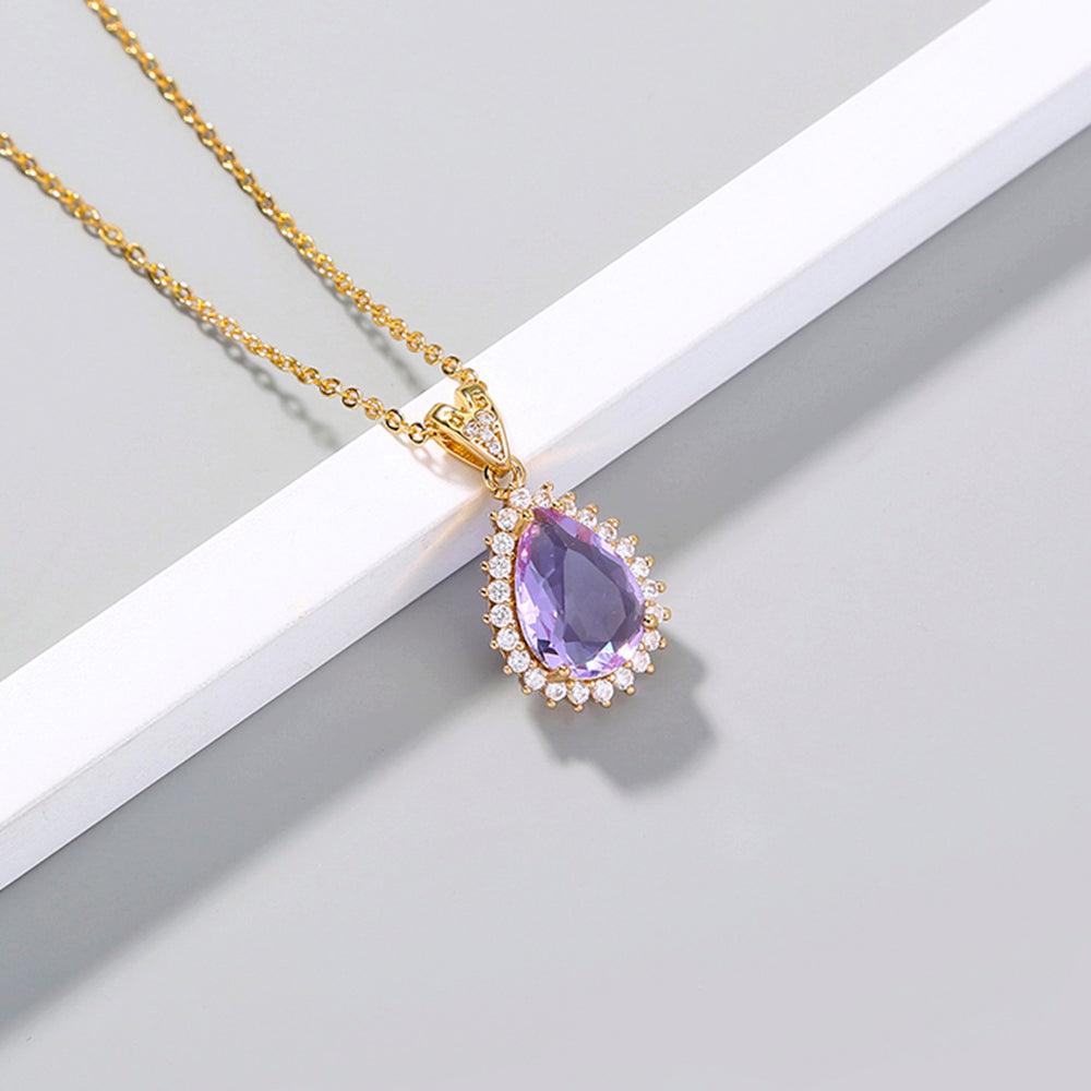 Collier pendentif goutte d'eau cristal zircon