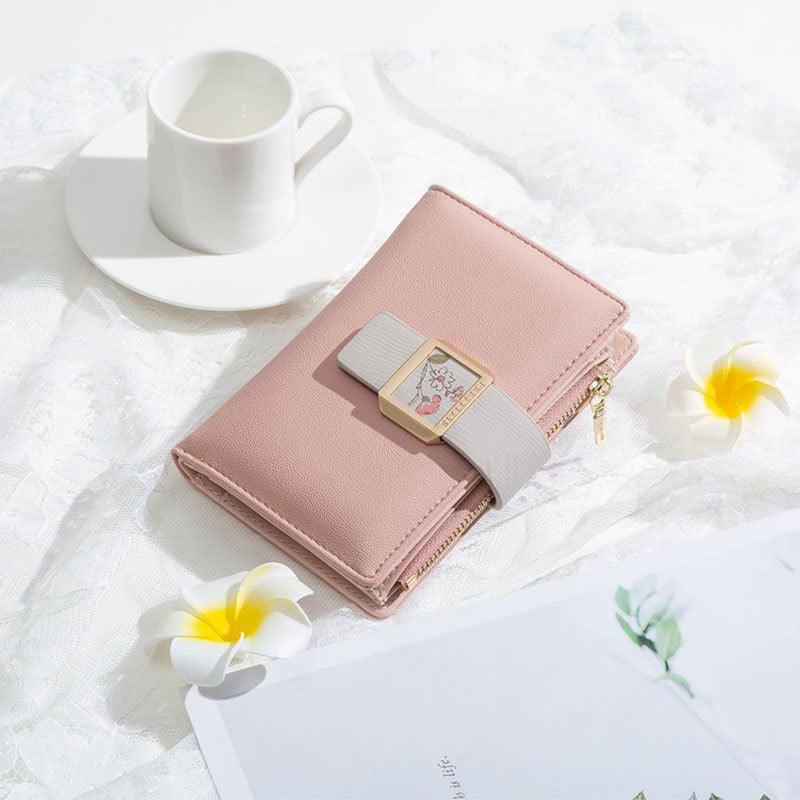 Three Fold Zipper Hasp Short Wallet