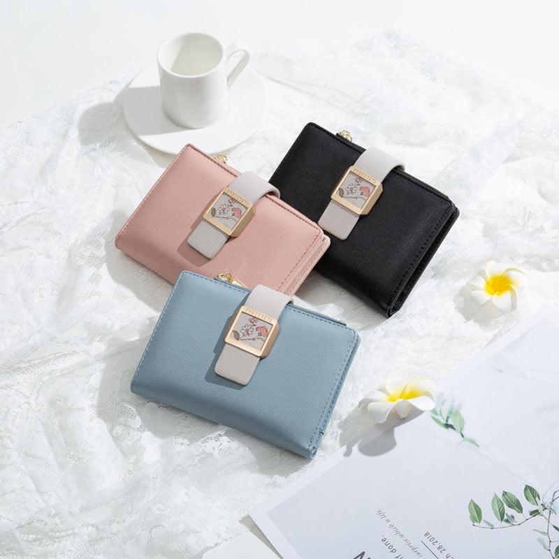 Three Fold Zipper Hasp Short Wallet