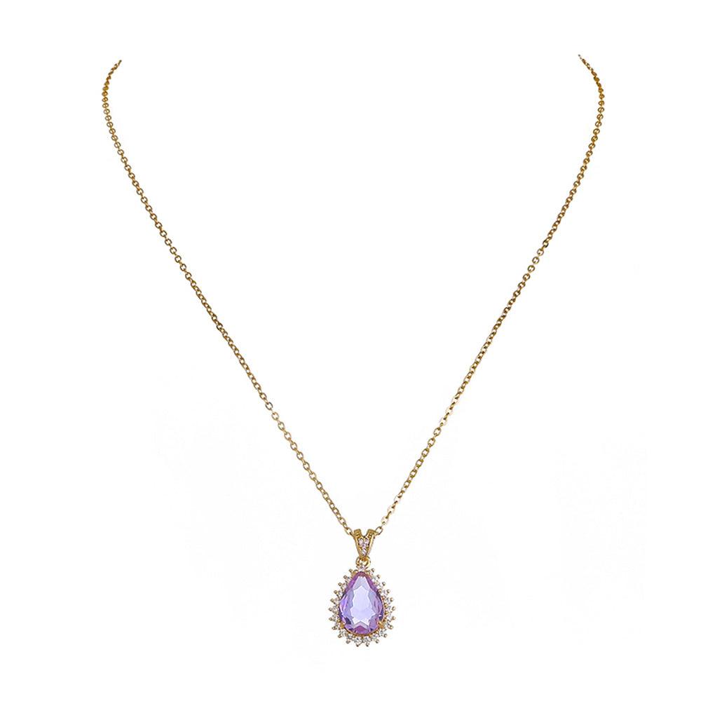 Collier pendentif goutte d'eau cristal zircon
