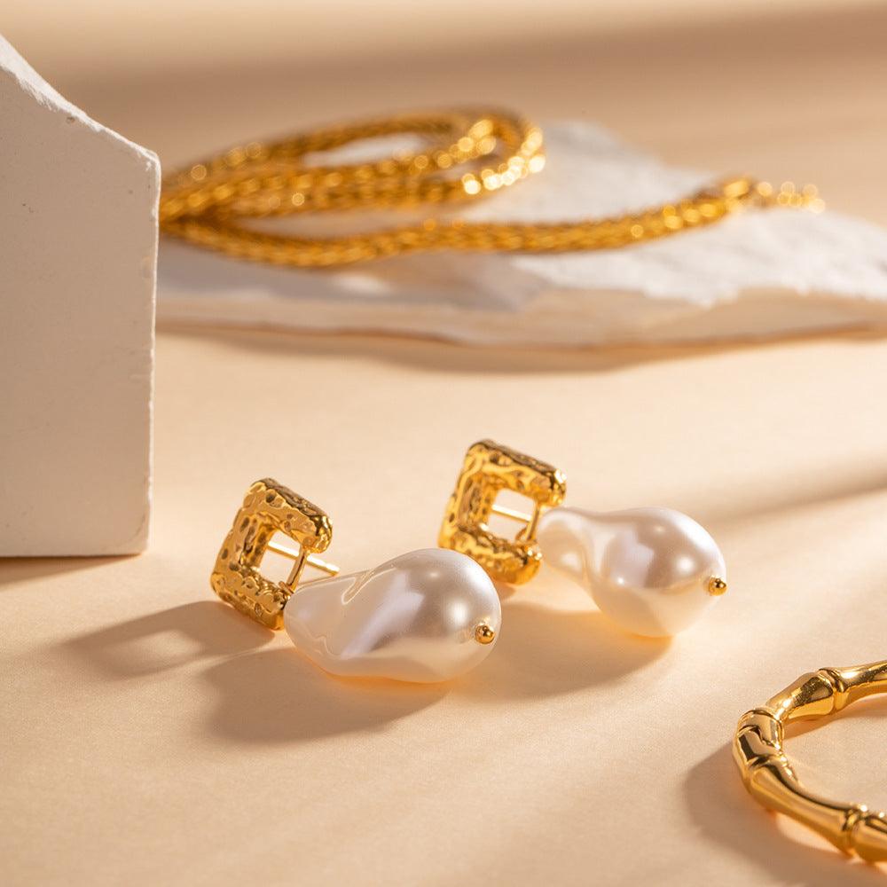 Pearl Stainless Steel Earrings