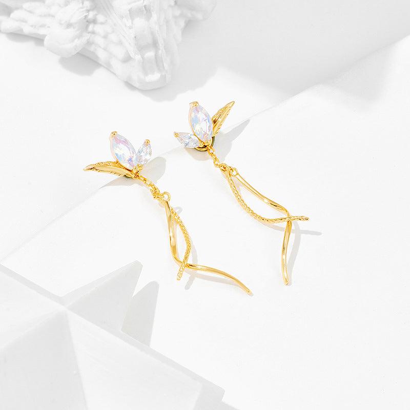 Boucles d'oreilles Opale Synthétique Zirconium Blanc