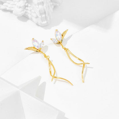 Boucles d'oreilles Opale Synthétique Zirconium Blanc