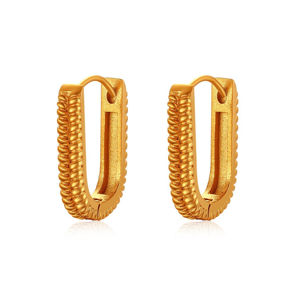 Boucles d'oreilles diamant en forme de U, or 18 carats