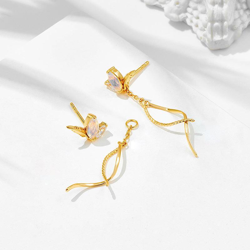 Boucles d'oreilles Opale Synthétique Zirconium Blanc